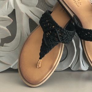 Skechers Luxe Foam Slip Ons, Flip Flops, Black Macrame, Women’s Size 10, NWOT